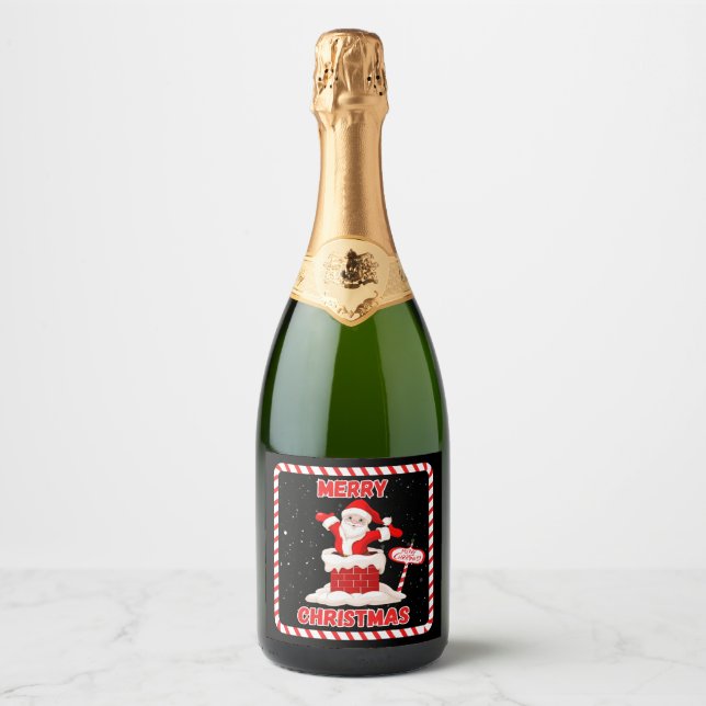 Merry Christmas Santa Collection Sparkling Wine Label (Front)