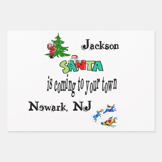 Merry Christmas Santa Coming to Town  Wrapping Paper Sheet (Front 2)