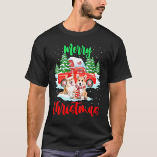 Merry Christmas Santa Corgi And Truck Dog T-Shirt