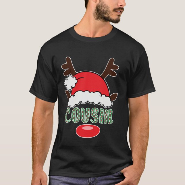 Merry Christmas Santa Cousin Antlers T-Shirt (Front)