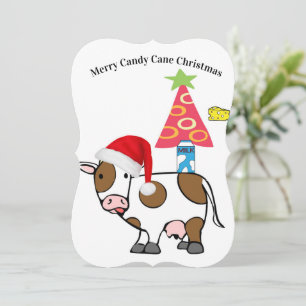 Merry Christmas Santa Cow CheeseFlat Greeting Card
