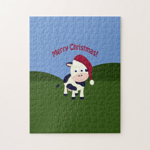 Merry Christmas Santa Cow Jigsaw Puzzle
