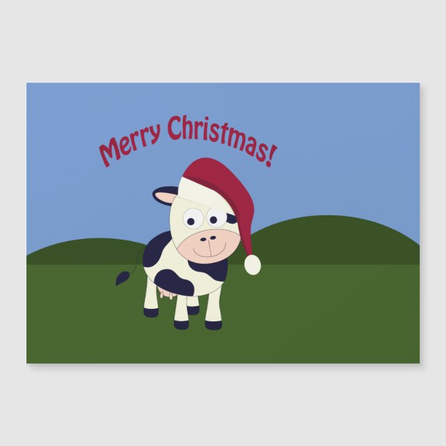 Merry Christmas Santa Cow magnetic card (Front)