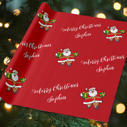 Merry Christmas Santa Custom Name Personalised Wrapping Paper