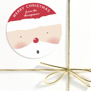 Merry Christmas Santa Cute Fun Personalised Name Classic Round Sticker