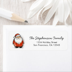 Merry Christmas Santa Cute Sketch Return Address