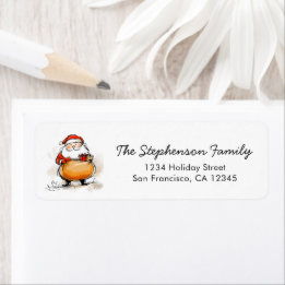 Merry Christmas Santa Cute Sketch Return Address