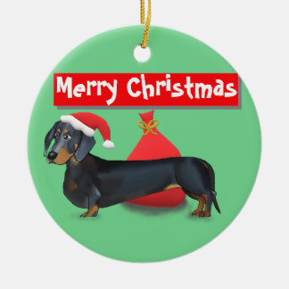 Merry Christmas Santa Dachshund Ornament