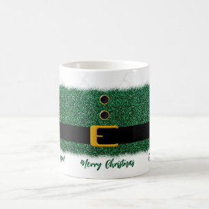 Merry Christmas-Santa-Dazzling Green- Coffee Mug