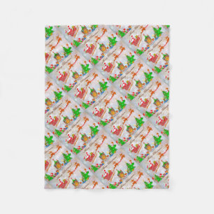 Merry Christmas Santa Delivering Gifts Fleece Blanket