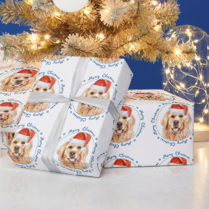 Merry Christmas Santa Dog Golden Retriever Wrapping Paper