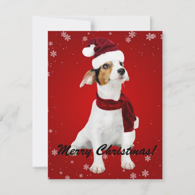 Merry Christmas Santa Dog Holiday Card (Front)