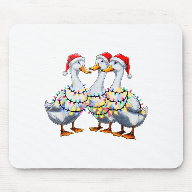 Merry Christmas Santa Duck Goose Xmas Tree Light F Mouse Mat (Front)