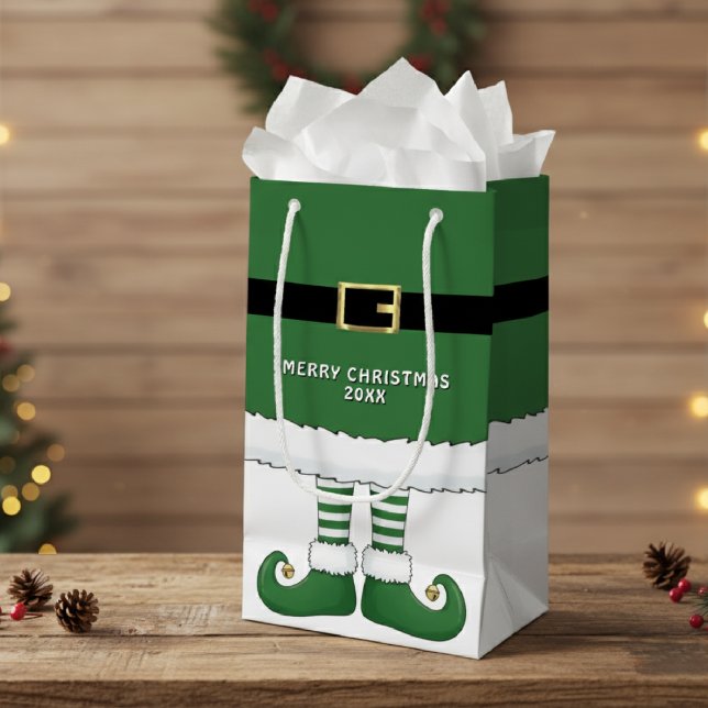 Merry Christmas Santa Elf Holiday Green Small Gift Bag (Merry Christmas Santa Elf Holiday Green Small Gift Bag
)