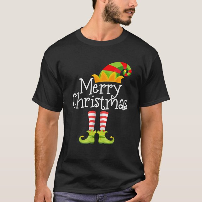 Merry Christmas Santa Elf Squad Reindeer Funny Xma T-Shirt (Front)