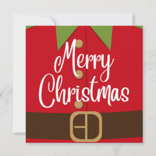 Merry Christmas Santa Elf Suit Holiday Card