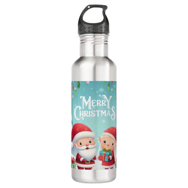 Merry Christmas/santa/elves snow 710 Ml Water Bottle (Front)