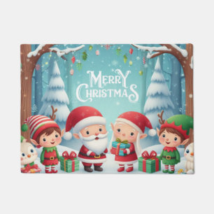Merry Christmas/santa/elves snow Doormat