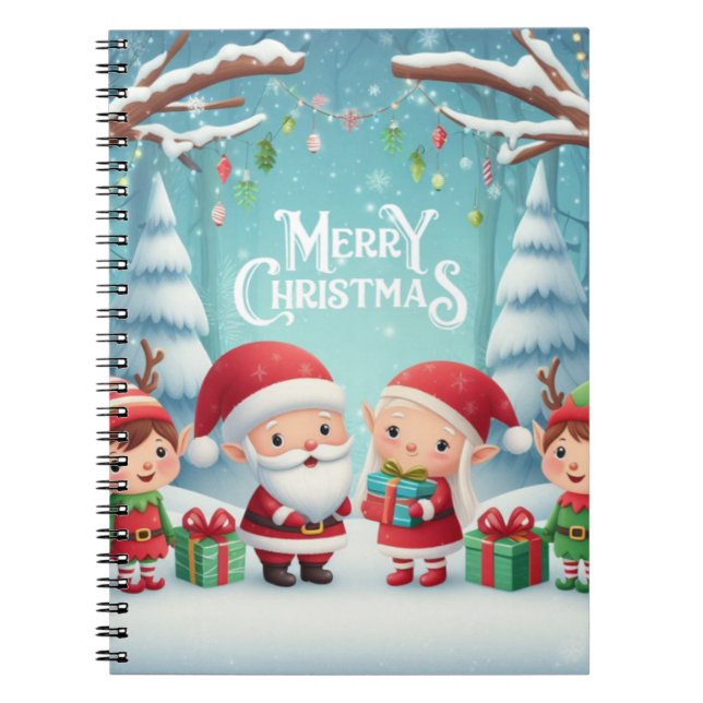 Merry Christmas/santa/elves snow Notebook (Front)
