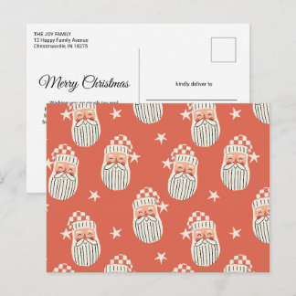 Merry Christmas - Santa Face nursery winter Star Postcard