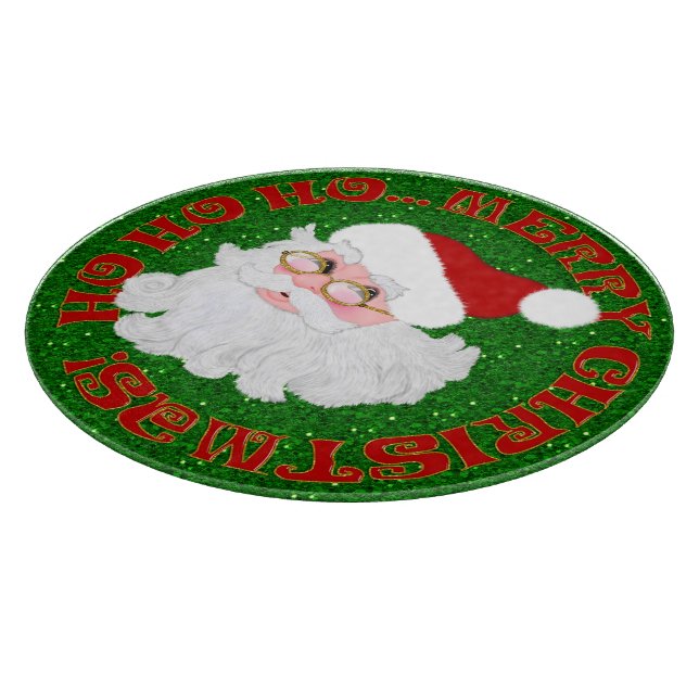Merry Christmas Santa Face-Round Cutting Board (Corner)