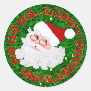 Merry Christmas Santa Face-ROUND STICKERS
