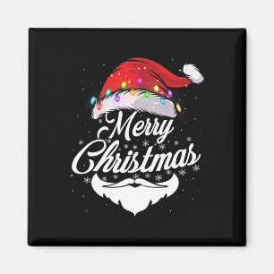 Merry Christmas Santa Face With Red Hat Lights Xma Magnet