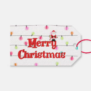 Merry Christmas Santa Festive Holiday Lights Gift Tags