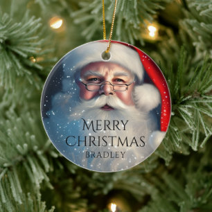 Merry Christmas Santa Festive Winter Holidays  Ceramic Tree Decoration