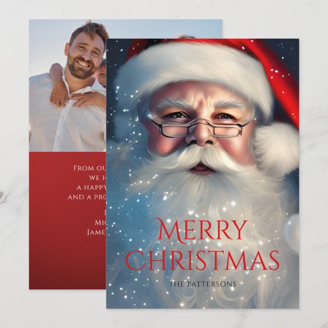 Merry Christmas Santa Festive Winter Photo Holiday Card (Front/Back)