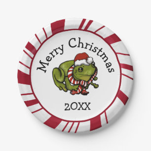 Merry Christmas Santa Frog Plates