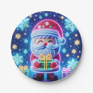 Merry Christmas Santa Gift Poster Paper Plate