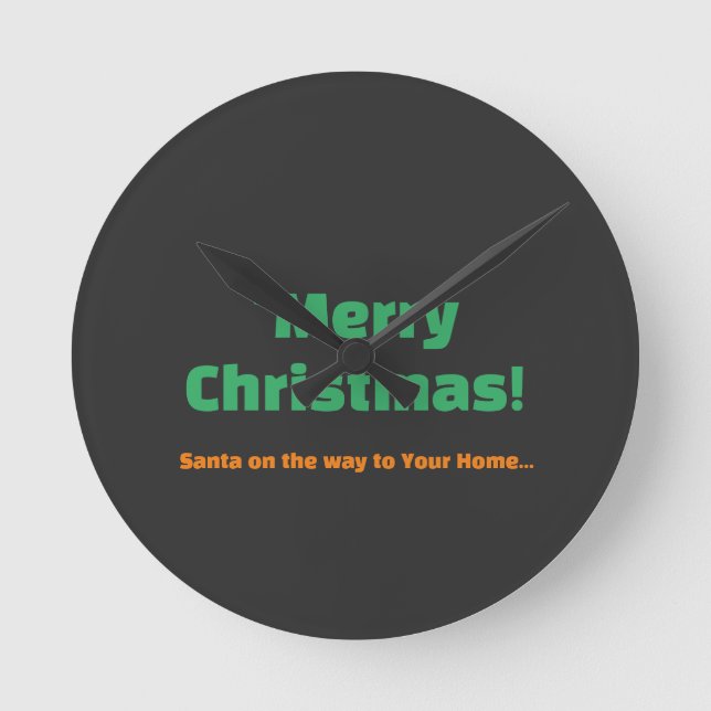Merry Christmas Santa Gift Round Acrylic Wall Round Clock (Front)