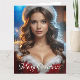 Merry Christmas Santa Girl Card