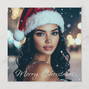 Merry Christmas - Santa Girl - Invitation