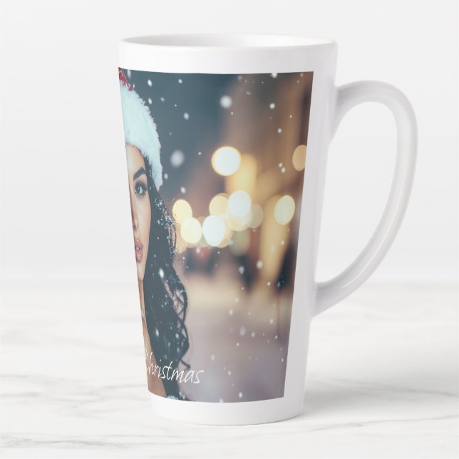 Merry Christmas - Santa Girl Latte Mug (Right)
