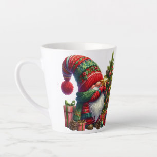 Merry Christmas Santa Gnome Latte Mug