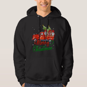 Merry Christmas Santa Gnomes On Red Truck Lights X Hoodie