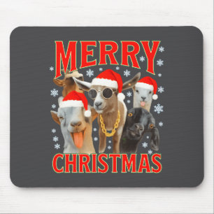 Merry Christmas Santa Goat Funny Xmas Goats Bootle Mouse Mat