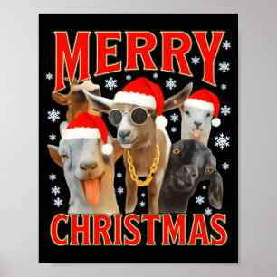 Merry Christmas Santa Goat Funny Xmas Goats Bootle Poster