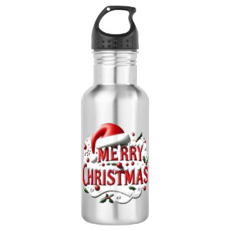 Merry Christmas Santa Hat 532 Ml Water Bottle