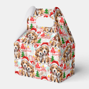 Merry Christmas Santa Hat Dog Puppy Design - White Favour Box
