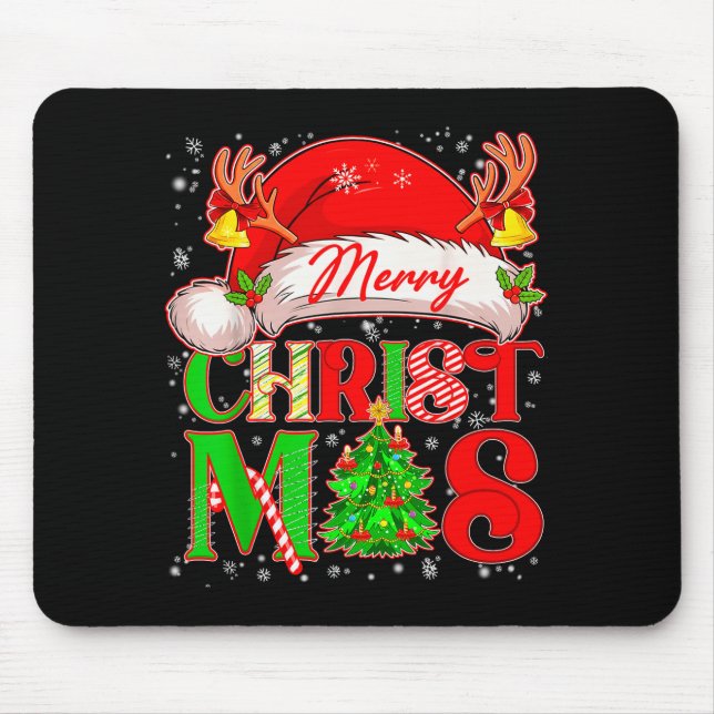 Merry Christmas Santa Hat Family Matching Pajamas  Mouse Mat (Front)