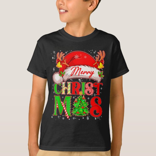 Merry Christmas Santa Hat Family Matching Pajamas  T-Shirt (Front)