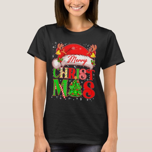 Merry Christmas Santa Hat Family Matching Pajamas  T-Shirt (Front)