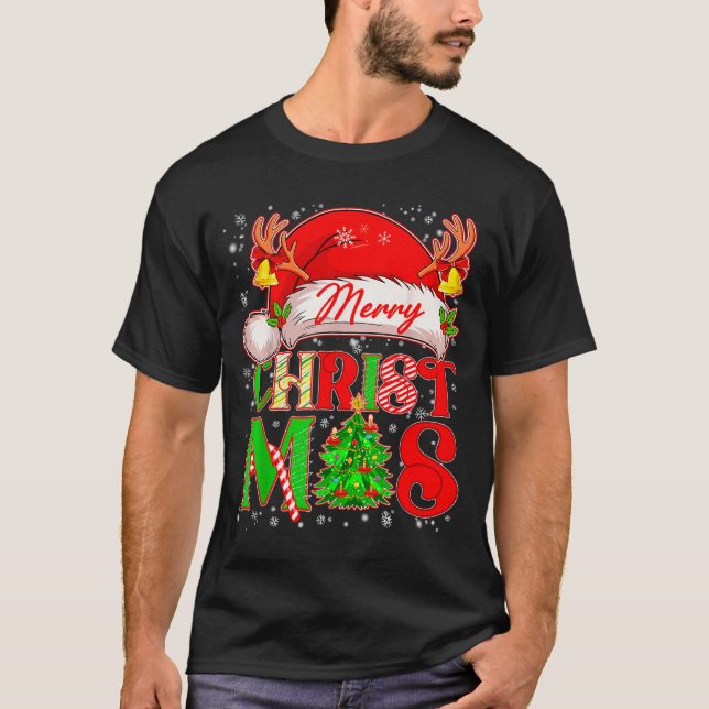 Merry Christmas Santa Hat Family Matching Pajamas  T-Shirt (Front)