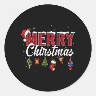 Merry Christmas Santa Hat Family Xmas Men Women Classic Round Sticker