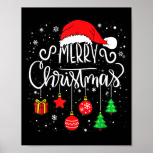 Merry Christmas Santa Hat Lights Funny Xmas Family Poster
