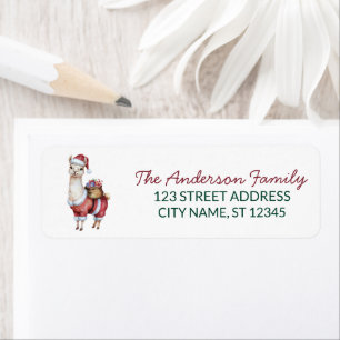 Merry Christmas Santa Hat Llama Return Address La