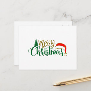Merry Christmas Santa Hat Postcard